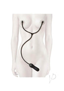 Merci Swell Black nipple enhancement device with automatic suction seal on a mannequin, emphasizing its hands-free use for arousal.