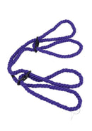 Soft hemp bondage cuffs in purple for safe and sensual rope play, ideal for beginners and experienced users alike