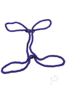 Soft hemp bondage cuffs in purple, designed for safe and sensual rope play.