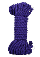 Premium 30-foot purple hemp bondage rope for shibari and rigging needs, crafted for comfort and safety.