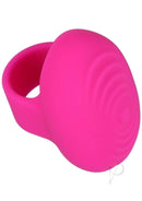 Pink silicone finger vibe with finger loop for secure placement, offering discreet, powerful stimulation.