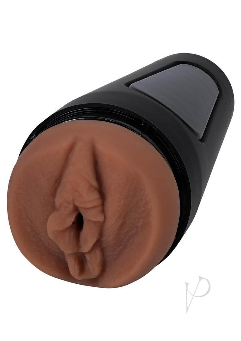 Main Squeeze Scarlit Scandal Pussy Stroker in Caramel color with lifelike ULTRASKYN material inside a hard black outer case.