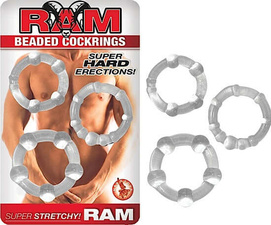 Nasstoys Ram Beaded Cock Rings Clear Set at $7.99