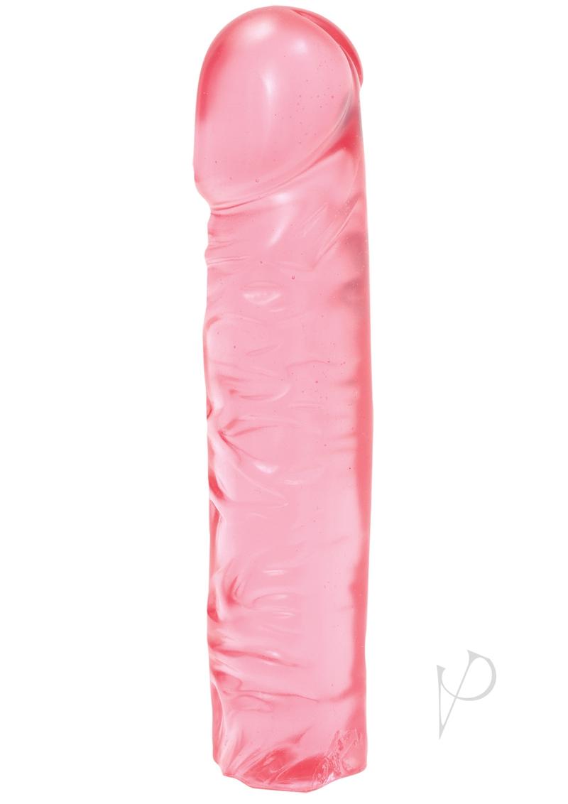Soft and flexible Doc Johnson's 8 Crystal Jellies Classic Pink dong with a veiny texture, perfect for timeless pleasure and satisfaction.