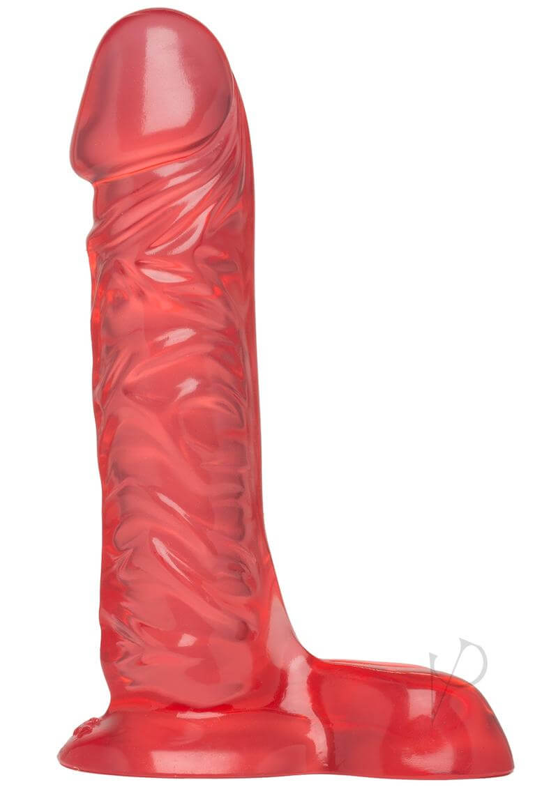 Doc Johnson's 7 Crystal Jellies Ballsy Super Cock Pink lifelike dong with prominent head and veins