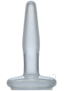 Small clear Crystal Jellies butt plug with smooth tear-drop shape for beginners, featuring a soft, flexible body and flared base.