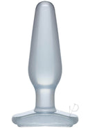 Doc Johnson's 5 Crystal Jellies Medium Butt Plug Clear, smooth tear-drop shape with flared base, made in America for comfortable insertion and pleasure