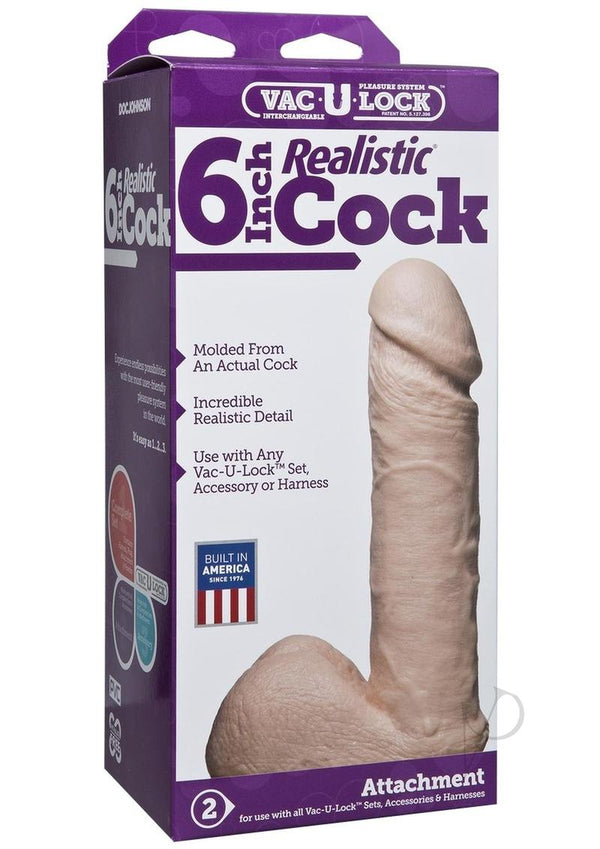 Vac U Lock 6 Realistic White Cock-0