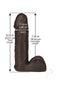Vac-U-Lock 8-Inch Realistic Black Cock Attachment with 8.10-inch total length, 7.30-inch insertable length, and 2-inch width.
