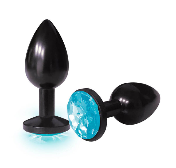 Icon Brands The Nines Silver Starter Anodized Bejeweled Steel Plug with Aqua Blue End at $8.99