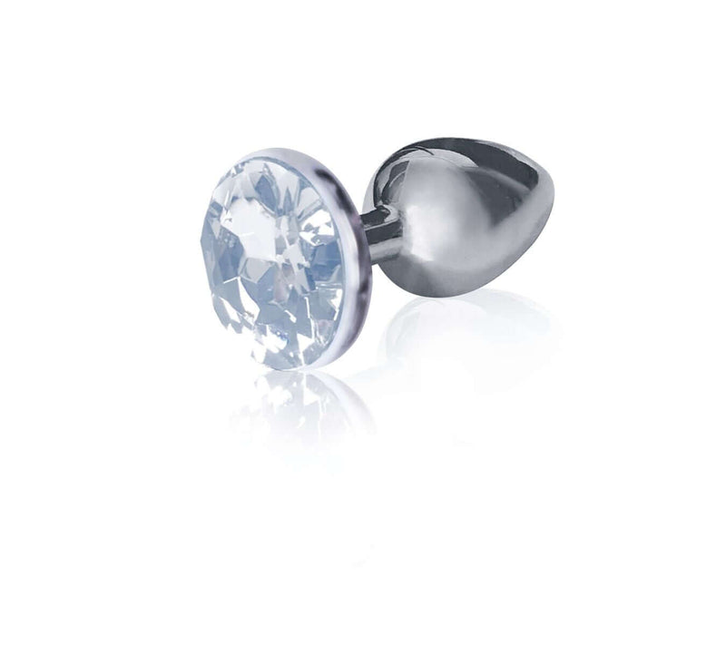 Icon Brands Silver Starter Heart Bejeweled Steel Plug with Clear Faux Diamond Stone at $9.99