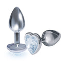 Icon Brands Silver Starter Heart Bejeweled Steel Plug with Clear Faux Diamond Stone at $9.99