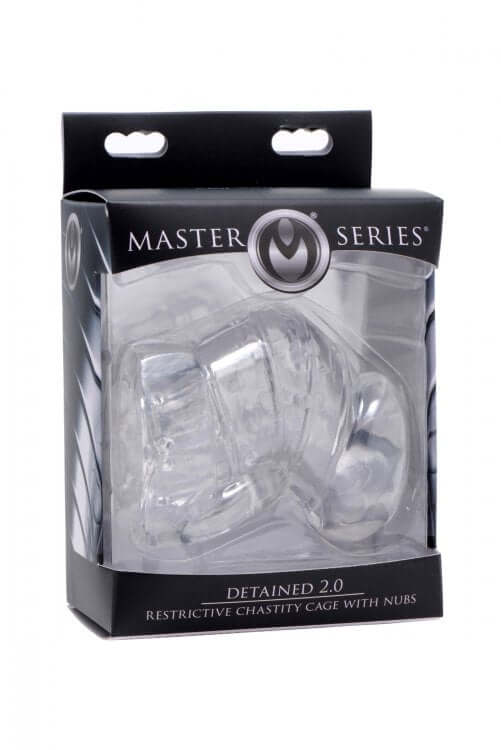 XR Brands Master Series Detained 2.0 Restrictive Chastity Cage with Nubs at $17.99