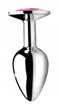 Booty Sparks Pink Gem Small Anal Plug with elegant metal finish and radiant pink jewel by XR Brands