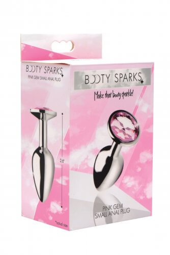 Booty Sparks Pink Gem Small Anal Plug packaging featuring elegant design with radiant pink jewel, by XR Brands