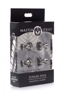 Master Series Power Pins Magnetic Clamps in packaging for intense erotic play