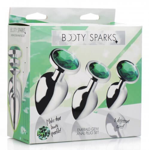 XR Brands Booty Sparks Emerald Gem Anal Plug Set at $34.99