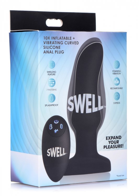 SWELL 10X SILICONE INFLATABLE & VIBRATING CURVED ANAL PLUG-5