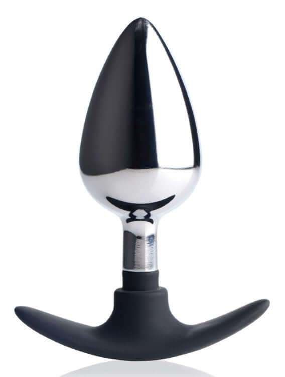 XR Brands Master Series Dark Invader Metal and Silicone Anal Plug Large at $24.99