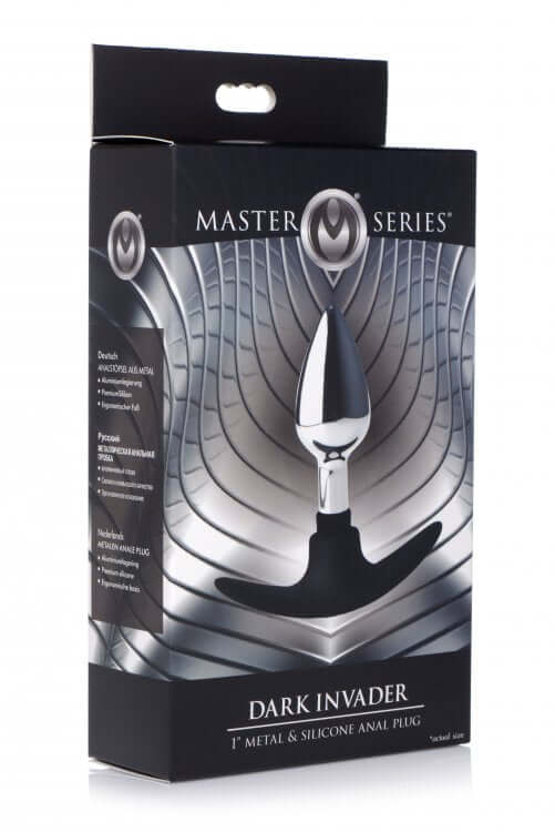 XR Brands Master Series Dark Invader Metal and Silicone Anal Plug Small at $14.99