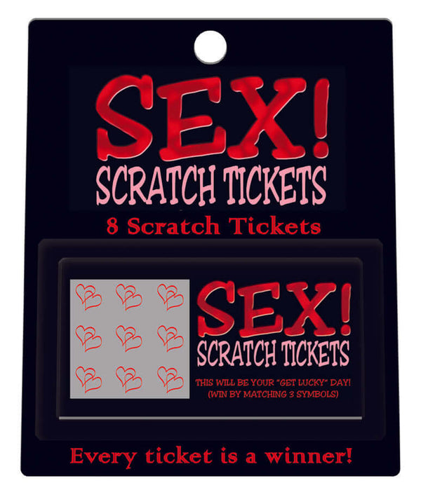 Sex Scratch Tickets game packaging with 8 tickets designed for couples to enhance intimacy and passion.