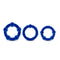 Blue beaded cock rings set of three sizes for enhanced erection and delayed ejaculation. High-quality adult toy from Blush Novelties.
