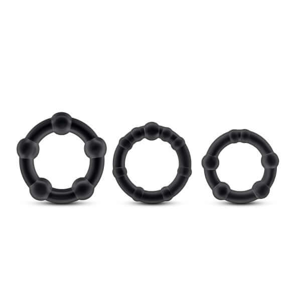 Blush Novelties Stay Hard Beaded Cock Rings Black 3 Pc at $4.99