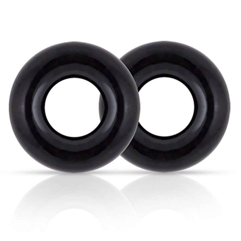 Black Elastomer Cock Rings from Blush Novelties Stay Hard Oversized Donut Rings Collection for enhanced performance and prolonged erections