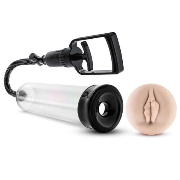 Blush Novelties Performance VX4 Penis Pump with lifelike attachment for enhanced pleasure and stimulation.