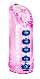 M For Men Sexy Snatch Masturbator in pink, featuring pleasure beads for intense stimulation and a soft, realistic feel.