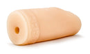 Realistic white flesh masturbator with ribbed canal and pleasure beads for enhanced stimulation.