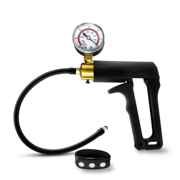 Blush Novelties Performance Gauge Pump Trigger With Silicone Tubing and Silicone Cock Strap Black at $54.99