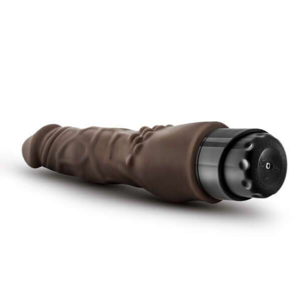 Dr. Skin Cock Vibe 4 Chocolate Brown Realistic Vibrating Dildo with Veins and Clitoral Studs, Multi-Speed Twist Dial Base