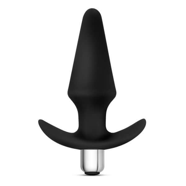 Luxe Discover Black Anal Plug with 10 Vibrating Functions by Blush Novelties, designed for powerful vibrations and comfortable fit.