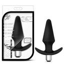 Luxe Discover Black Anal Plug by Blush Novelties with 10 vibrating functions in packaging and product display.