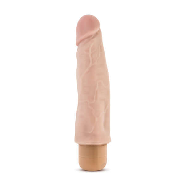 Dr. Skin Cock Vibe 14 Beige Realistic Vibrator 8 inches with lifelike veiny shaft and twist dial base from Blush Novelties.