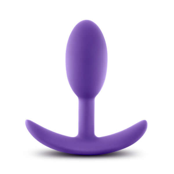 Luxe Wearable Vibra Slim Plug Small Purple - Tapered silicone plug by Blush Novelties with secure anchor base, no batteries required.