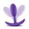 Luxe Wearable Vibra Slim Plug Small Purple from Blush Novelties - body safe silicone, no batteries needed, easy retrieval anchor base