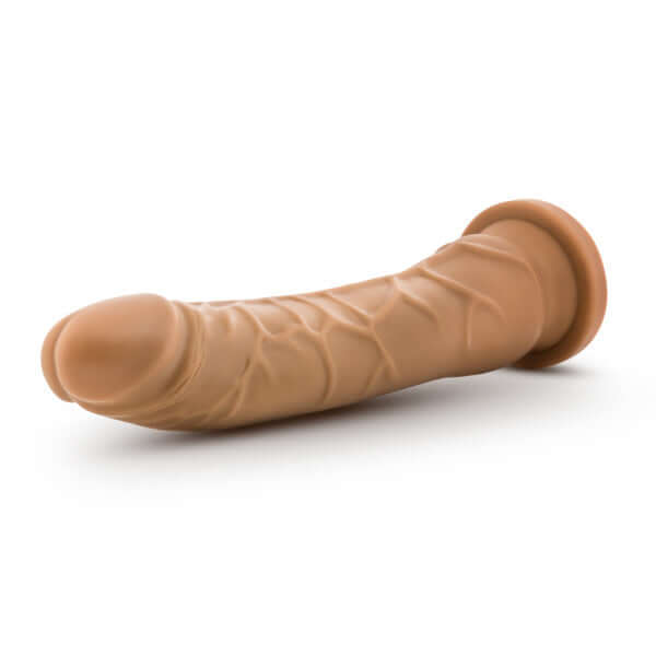 Dr Skin Basic 8.5 inches Mocha Tan realistic dildo with suction cup base for solo or partner use, made of soft PVC material.