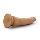 Realistic Mocha Tan 8.5 inches dildo with suction cup base by Blush Novelties, ideal for solo play or harness fun, made of soft PVC.