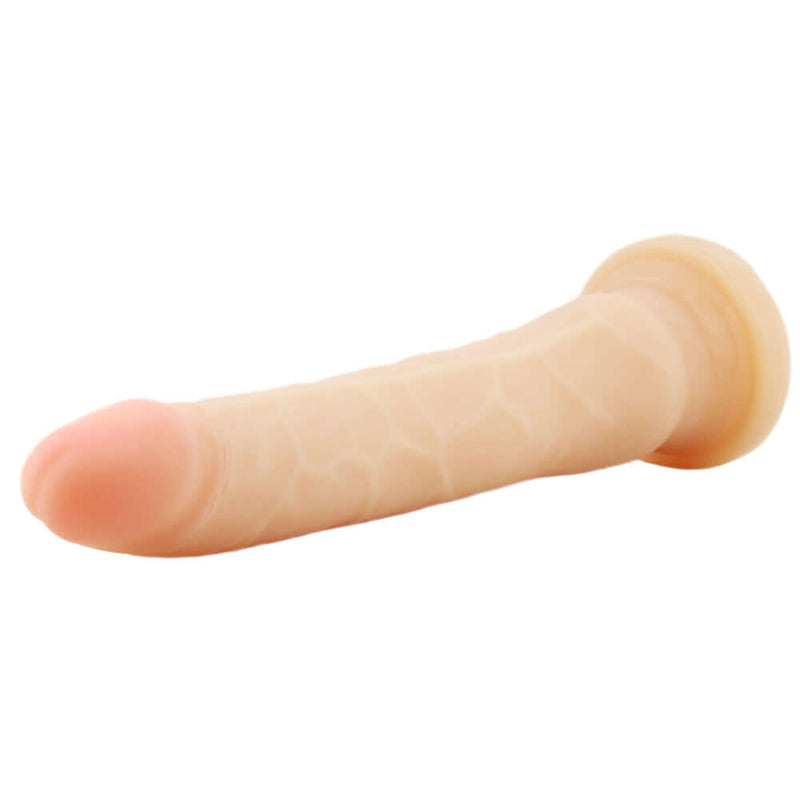 Au Naturel Mr. Slim 9.25-Inch posable dildo in beige with realistic texture and suction cup base.