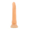 Au Naturel Mr. Slim 9.25-Inch Posable Dual Density Dildo in beige with realistic feel and suction cup base.
