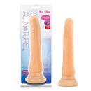 Au Naturel Mr. Slim 9.25-Inch posable dual-density dildo in packaging, beige with suction cup base.