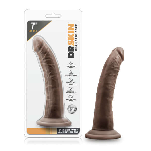 Blush Novelties Dr Skin 7.5 inches Cock With Suction Cup Base Chocolate Brown at $14.99