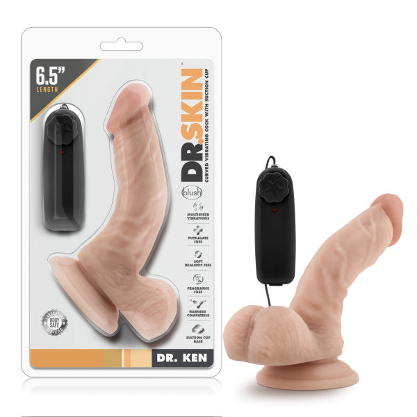 Blush Novelties Dr Skin Dr Ken 6.5 inches Vibrating Cock with Suction Cup Vanilla Beige at $23.99