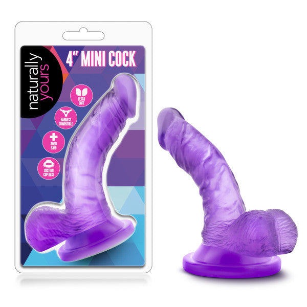Blush Novelties Naturally Yours 4 Inches Mini Cock Purple Realistic Dildo at $10.99