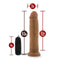 Dr. Skin Dr. Throb 9.5 Inch Vibrating Realistic Cock with Suction Cup Mocha Tan with Measurements and Remote
