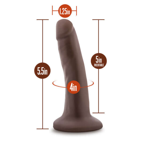 Blush Novelties Dr Skin 5.5 inches Cock with Suction Cup Chocolate Brown Dildo at $11.99