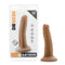 Dr. Skin 5.5" realistic dildo with suction cup in mocha tan, body-safe PVC, harness compatible, packaged and freestanding view.