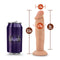 Dr. Skin Dr. Small 6-Inch Vanilla Beige Dildo by Blush Novelties next to a soda can for size comparison.
